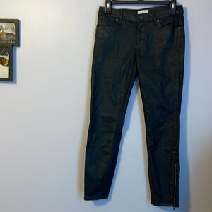 Lou & Gray Modern Skinny Ankle Coated Denim Jeans size 0/25 Zipper Ankle
